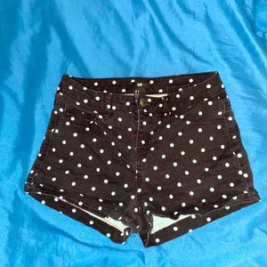 Black shorts with polkadots